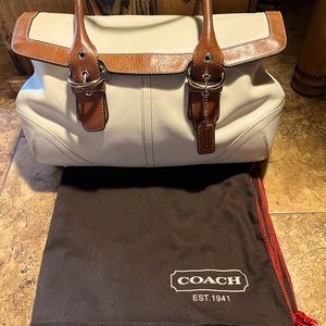 White coach purse and Coach dust cover bag